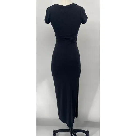 Aritzia Community Maxi Dress V Neck Jersey Knit Rayon Stretch Dark Gray XS - Picture 6 of 11